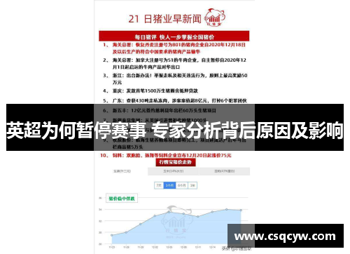 英超为何暂停赛事 专家分析背后原因及影响 英超为何暂停赛事 专家分析背后原因及影响